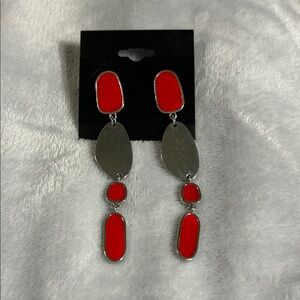 Elegant Red and Silver Dangle Earrings